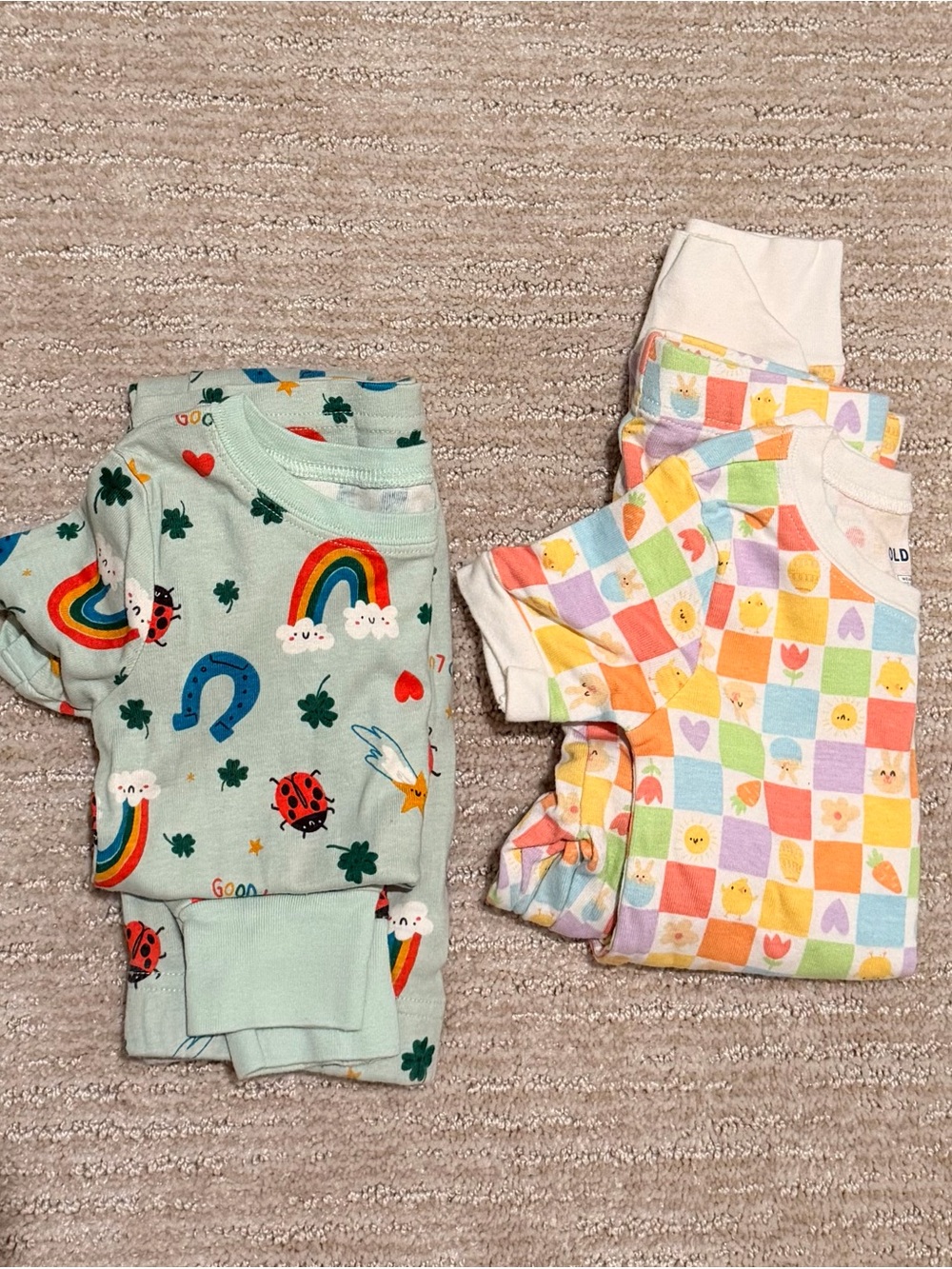 Cute Baby Pajama Bundle - Rainbow & Pastel Checker Prints